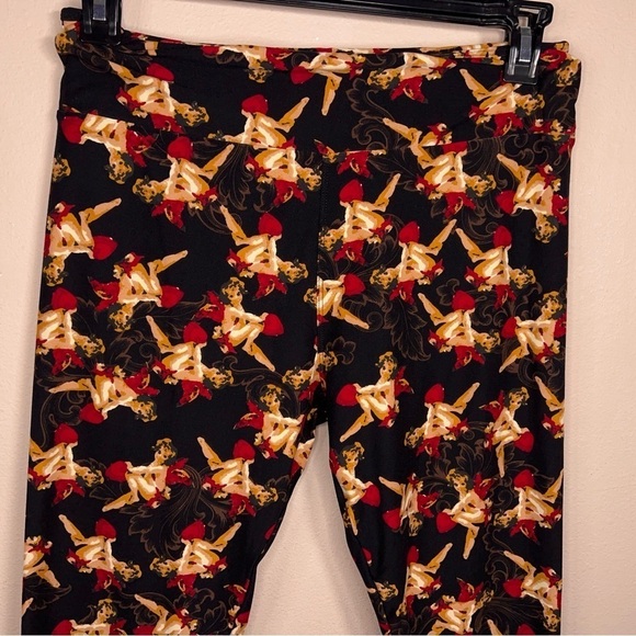 LULAROE CHERUB LEGGINGS GOTH RETRO TALL CURVY FIT WOMENS STRETCH PANTS - Picture 6 of 10